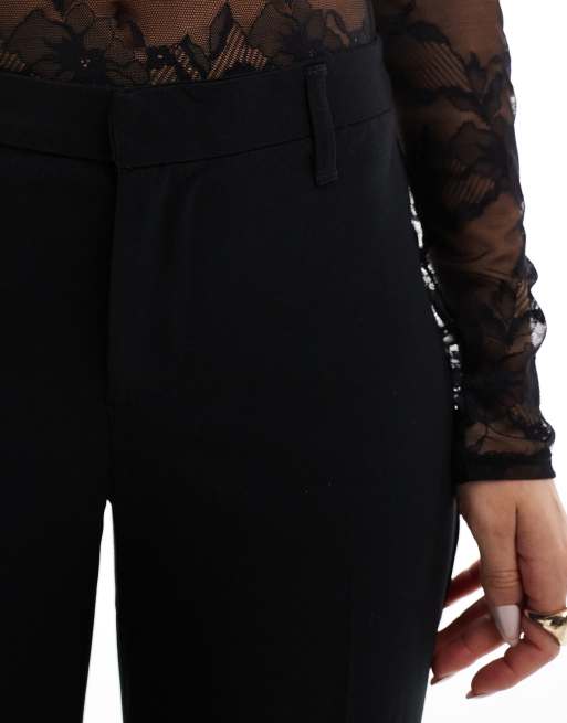Bershka high rise wide leg tailored pants in black