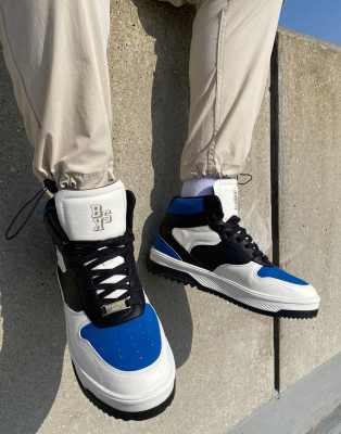black and blue high tops