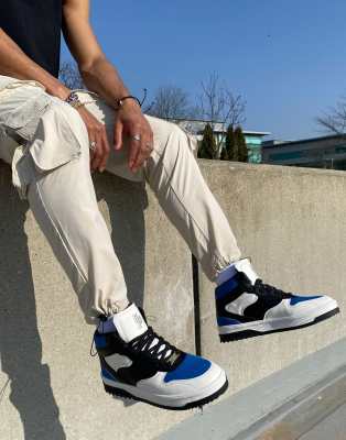 black and blue high tops