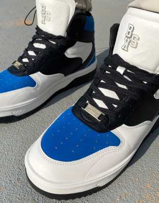 black and blue high tops