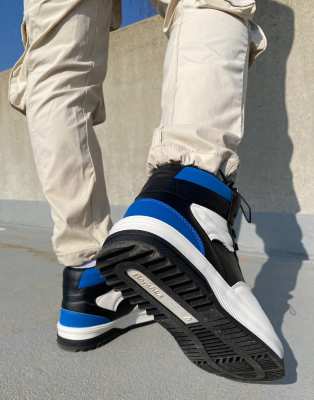 black and blue high tops