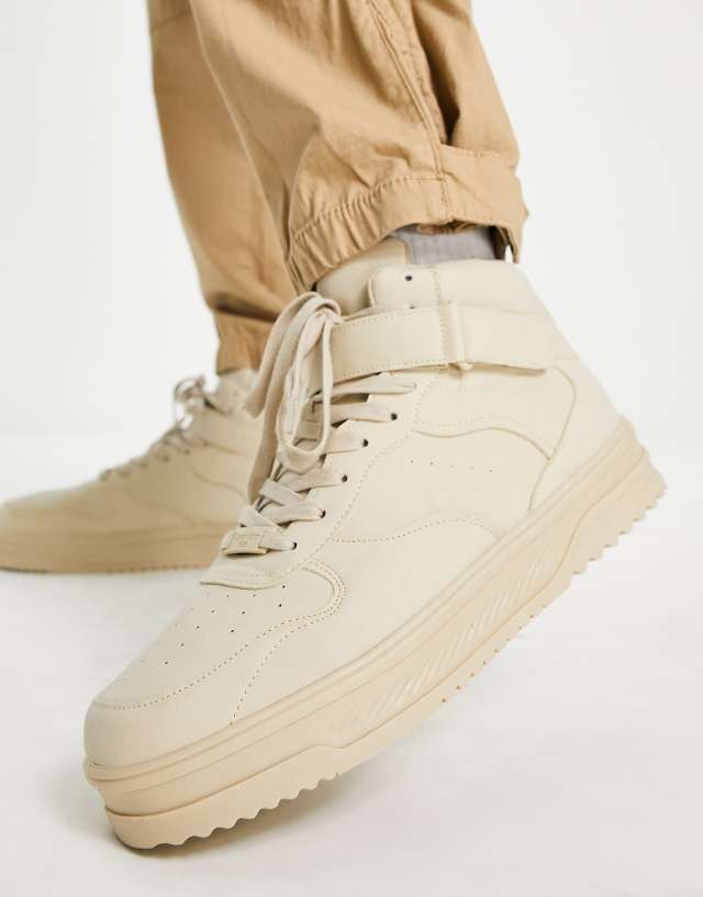 Bershka high top sneakers in sand