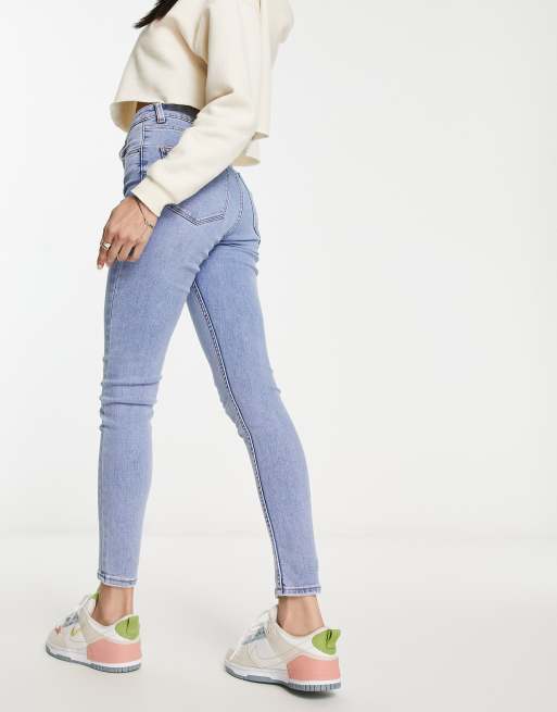 Bershka SUPER HIGH-WAIST - Jeans Skinny Fit - light blue denim