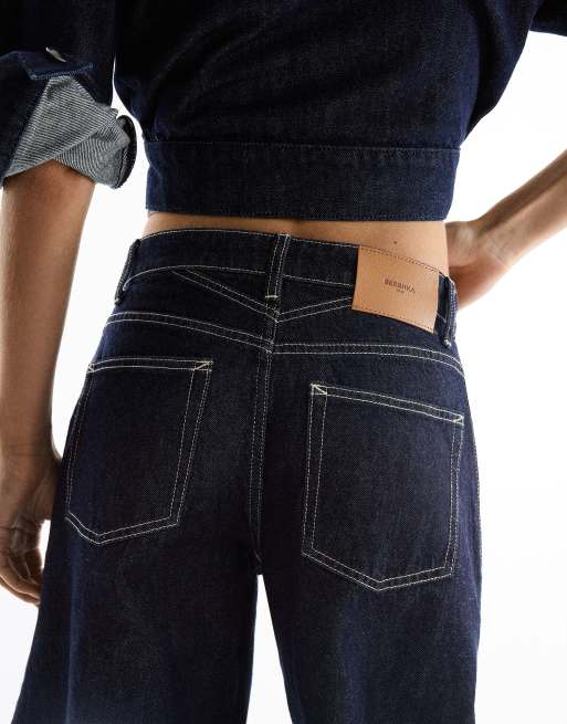 Bershka High-Waist Barrel Jeans in Blau, 2 von 5