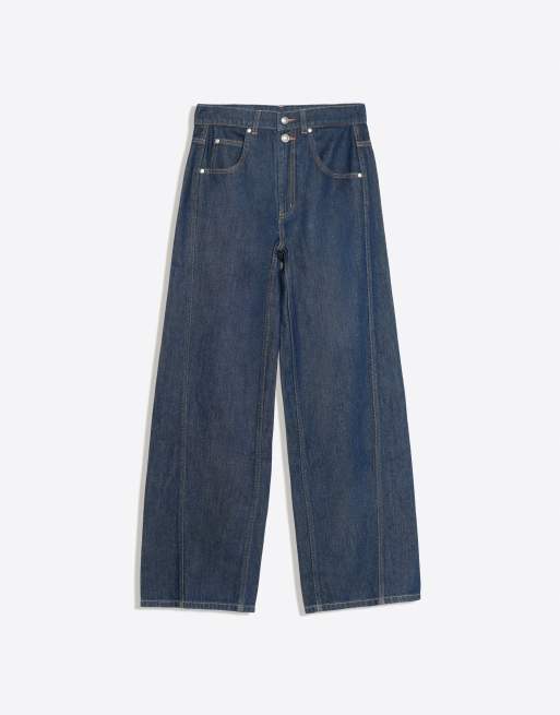 Bershka High-waist barrel jeans in blue, 5 of 5
