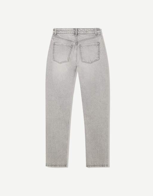 Bershka High-waist comfort mom jeans in light grey, 4 of 4