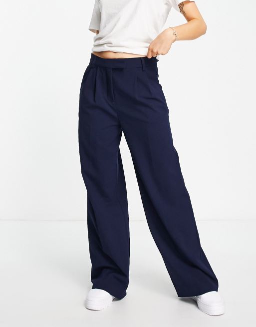 Bershka high waisted wide leg linen pants in ecru stripe