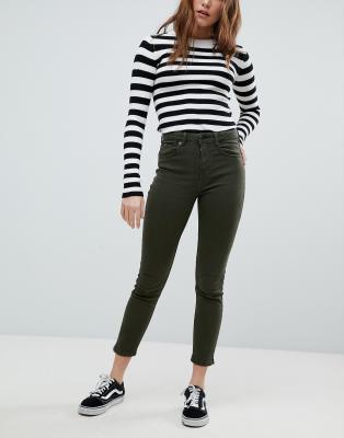 Bershka High Waist Mom Jean-Green