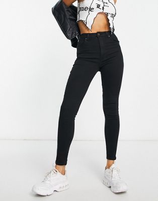 Bershka high waist skinny jean in black