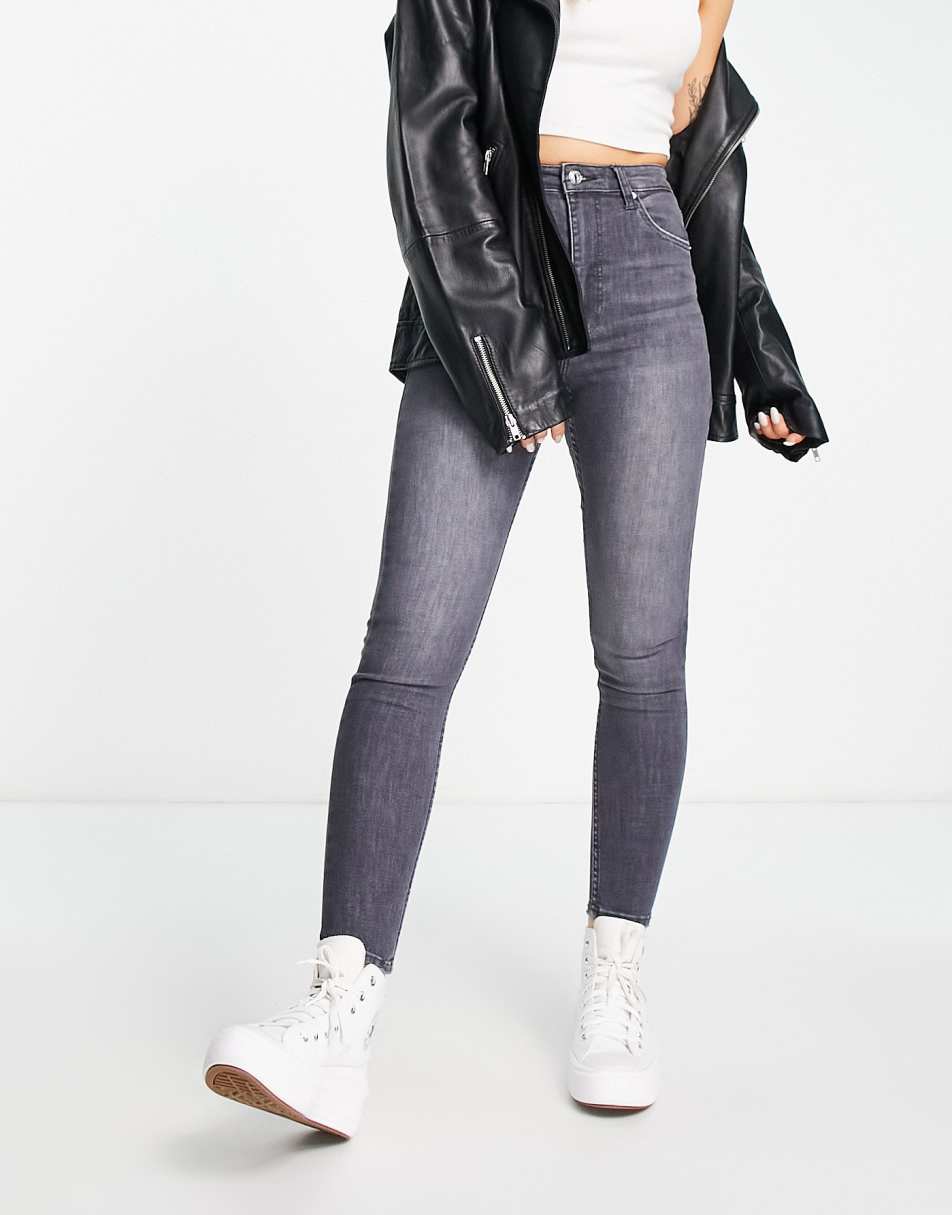 Bershka high waist skinny jean in grey