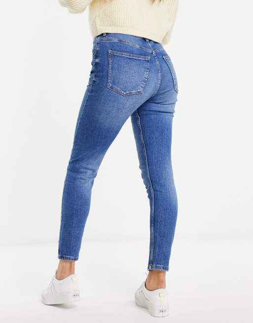 Bershka high waist skinny jean in medium blue