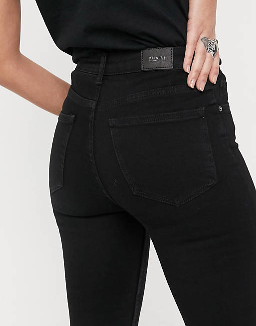  Bershka high waist skinny jeans in black 