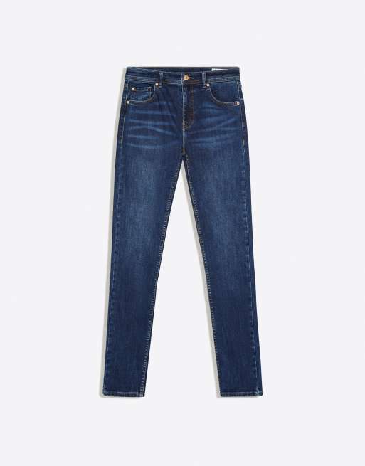 Bershka High-waist skinny jeans in denim blue, 6 of 6
