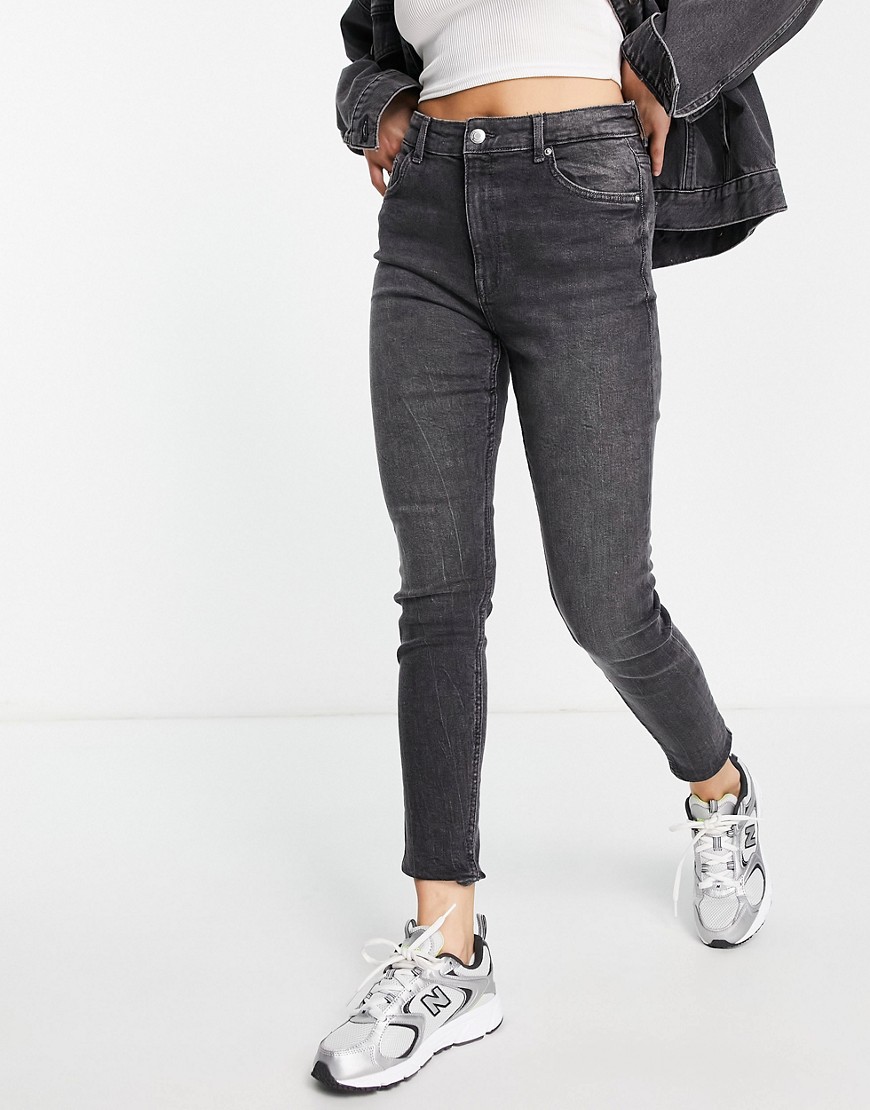 Bershka high waist skinny jeans in gray-Grey