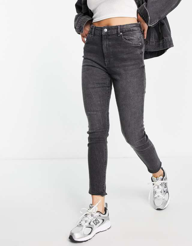 Bershka high waist skinny jeans in gray