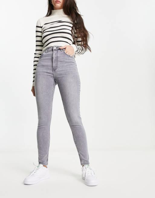 Bershka high waist skinny jeans in gray | ASOS