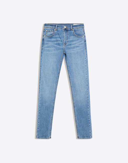 Bershka High-waist skinny jeans in mid blue, 5 of 5