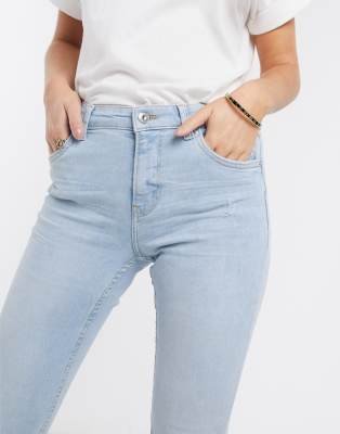 bershka jeans slim fit light blue