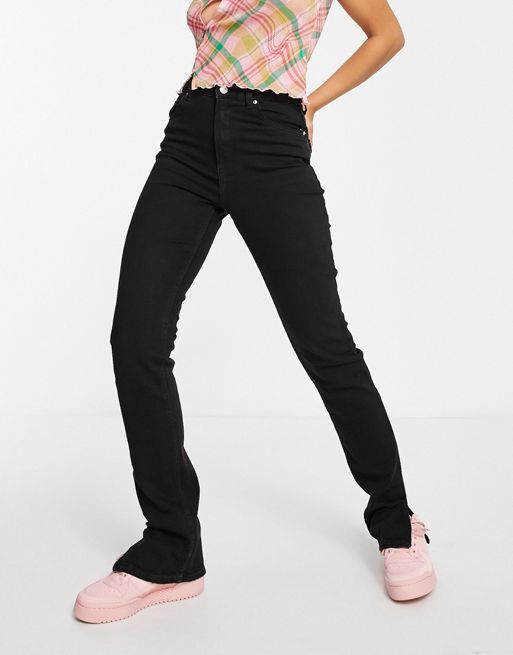 High-waist skinny jeans with split