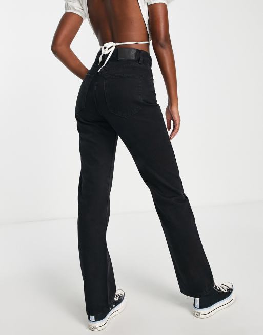 High rise black denim hot sale jeans