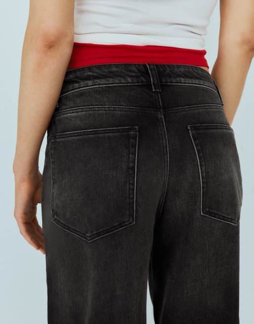 Bershka High-waist wide-leg jeans in black, 5 of 6