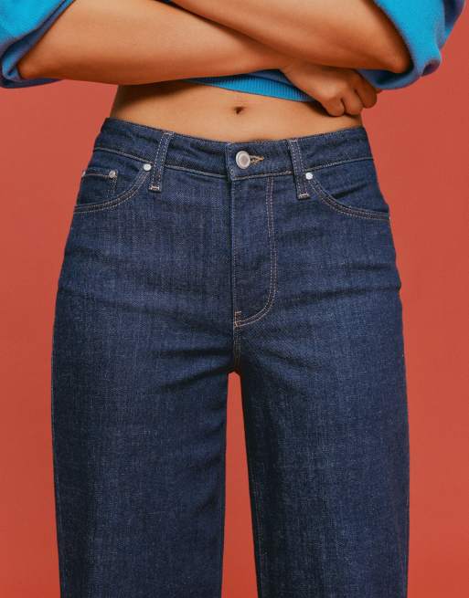 Bershka High-waist wide-leg jeans in blue, 4 of 6