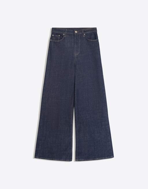 Bershka High-waist wide-leg jeans in blue, 6 of 6