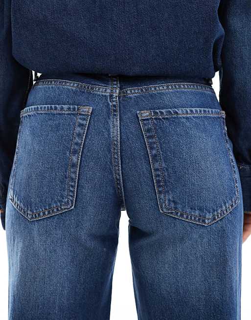 Bershka high waisted 90s wide leg jeans in dark wash | ASOS Bershka high waisted 90s wide leg jeans in dark wash | ASOS