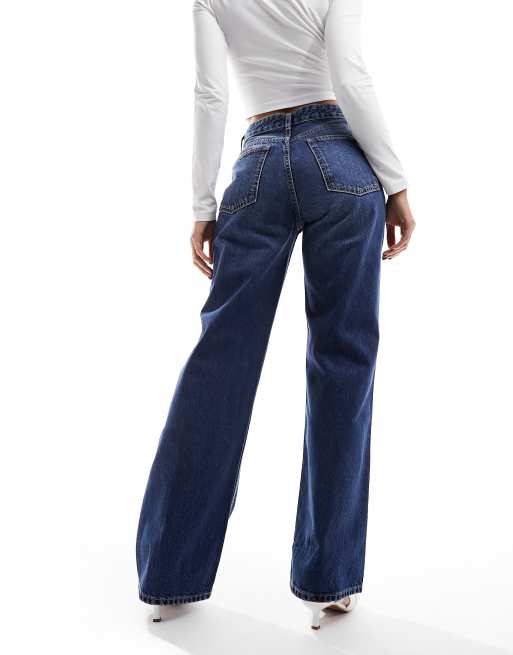 Waist Detail High Waist 90's Wide Leg Jeans