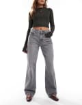 [Bershka] Bershka high waisted 90s wide leg jeans in washed grey 14 GREY