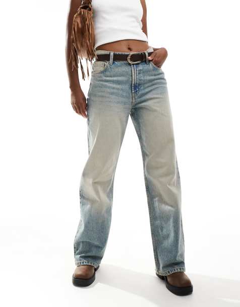 Bershka high waisted baggy wide leg jeans in dirty wash - view 1