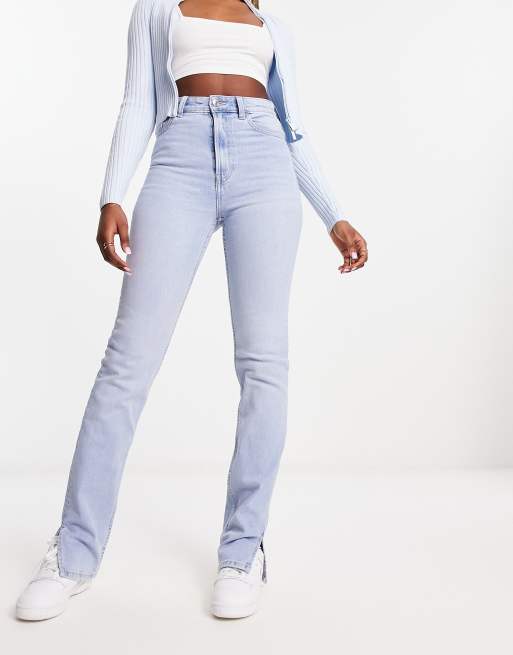 Bershka high waist ankle length skinny jean in mid blue