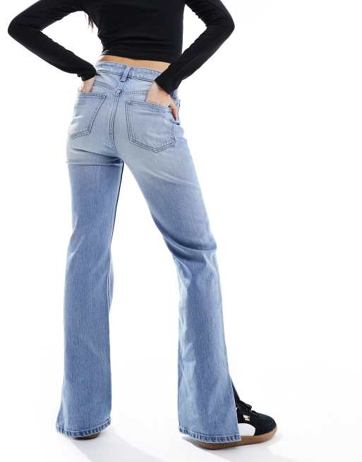 Bershka high waisted bootcut jeans in light blue