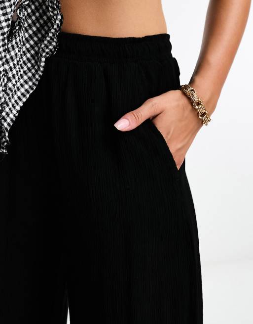 Black crinkle outlet trousers