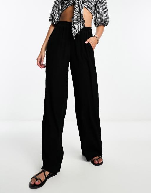 Black crinkle trousers best sale