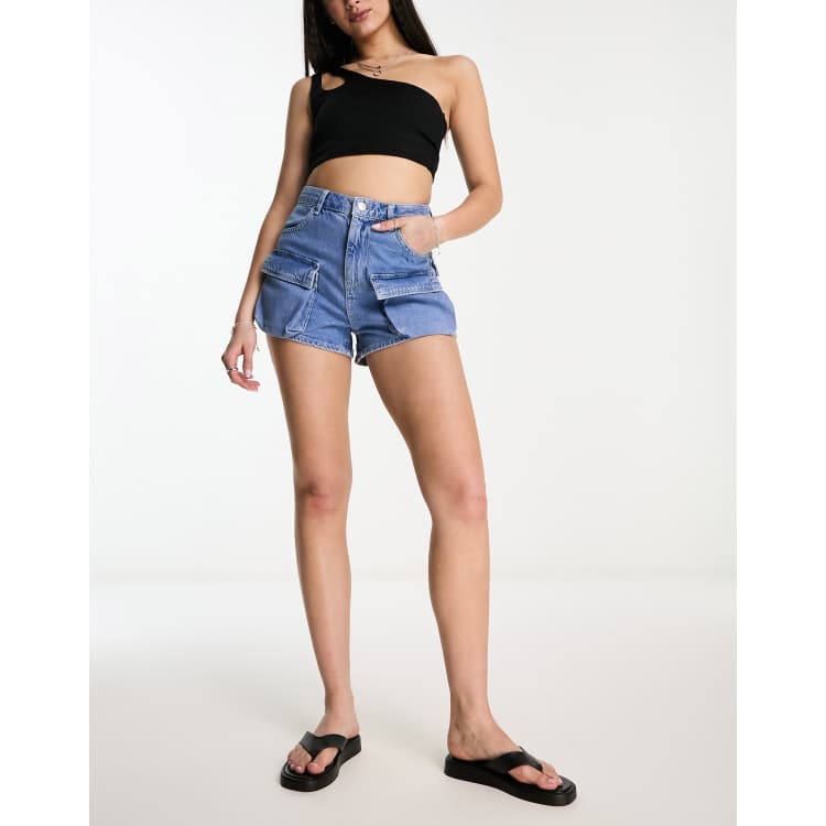 Short bershka 2025 denim tiro alto