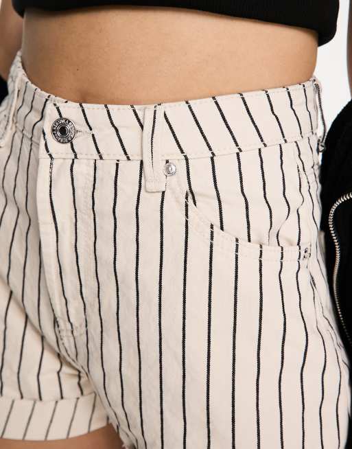 Black and white striped shorts sale denim