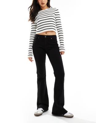 high waisted flared jeans in black