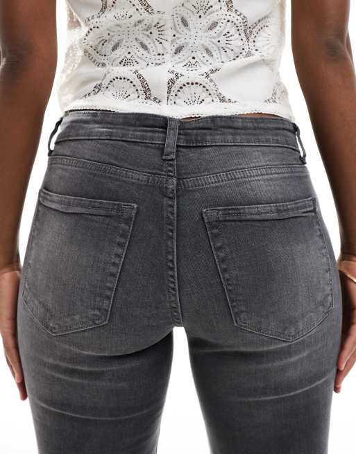 Bershka high waisted flared jeans in grey ASOS