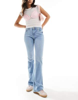 Bershka high waisted flared jeans in light blue wash