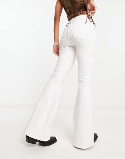 Bershka high waisted flared jeans in white