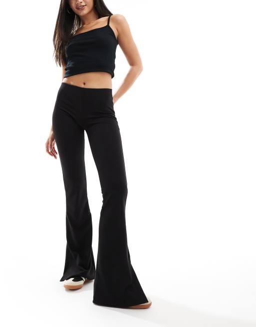 Bershka high waisted jersey flared pants in black