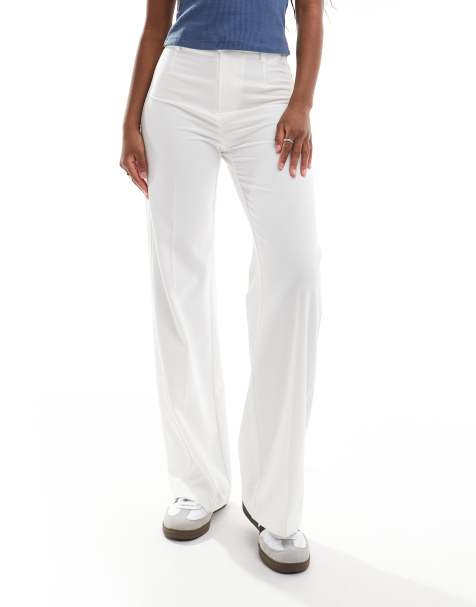 Bershka high waisted tailored trousers in white - view 1