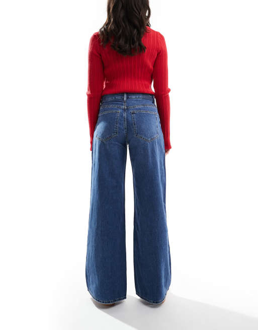 High waist wide leg best sale denim pants