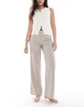 [Bershka] Bershka high waisted wide leg tailored pants in beige-Neutral 14 BEIGE
