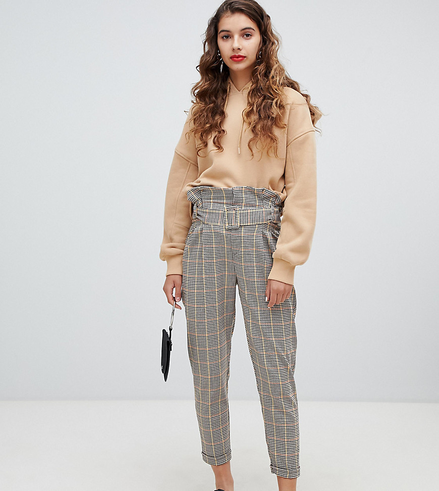 Bershka — Højtaljede bukser med tern-Multifarvet