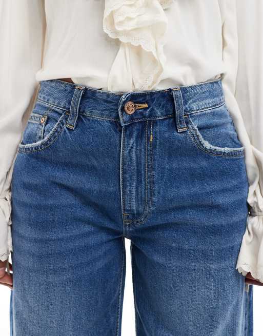 Bershka - Højtaljede indigoblå jeans med brede ben, 5 af 5
