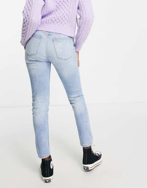 Bershka - Højtaljede skinny-jeans i vintage-blå, 2 af 4