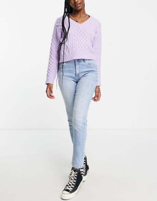 Bershka - Højtaljede skinny-jeans i vintage-blå, 3 af 4