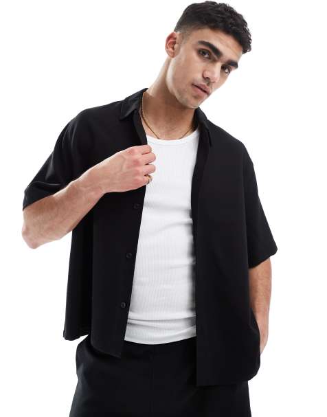 Bershka – Hochwertiges Hemd in Schwarz, Kombiteil - view 1